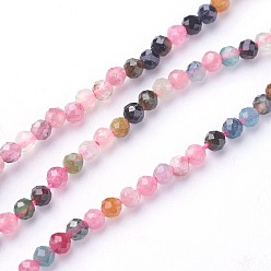 Colorful Natural Tourmaline Beads Strands, Faceted, Round, Colorful, 2~2.5mm, Hole: 0.5mm, about 180~200pcs/strand, 14.5~16.1 inch(37~41cm)