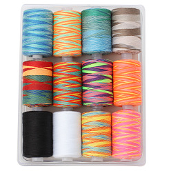 12 colors multicolored plastic box Rainbow color small roll multicolored thread hand sewing thread 402 sewing thread set household sewing machine thread colorful polyester thread