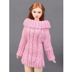 Pink Woolen Doll Sweater Dress, Doll Clothes Outfits, Fit for American Girl Dolls, Pink, 180mm