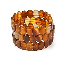 Natural Agate Dyed & Heated Natural Agate Oval Beaded Stretch Bracelet, Gemstone Jewelry for Women, Inner Diameter: 2-1/8 inch(5.4~5.5cm)