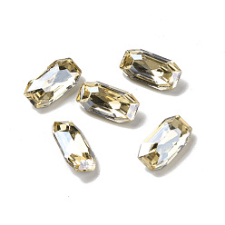 Golden Shadow Glass Rhinestone Cabochons, Pointed Back & Back Plated, Faceted, Rectangle, Golden Shadow, 12x6x4.3mm