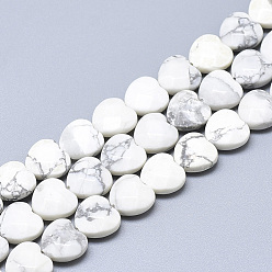 Howlite Natural Howlite Beads Strands, Faceted, Heart, 10x10x5mm, Hole: 1.2mm, about 20pcs/strand, 7.4 inch