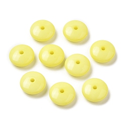 Yellow Opaque Acrylic Beads, Disc, Yellow, 10x4mm, Hole: 1.6mm, about 2400pcs/500g