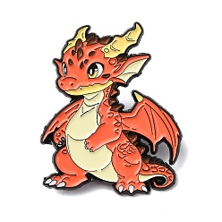 Коралловый Милые эмалированные значки с динозаврами, булавки для лацканов из сплава для одежды рюкзака, чёрные, коралл, 36x29 мм