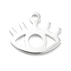925 Sterling Silver Plated Brass Charms, Long-Lasting Plated, Cadmium Free & Lead Free, Eye, 925 Sterling Silver Plated, 10.5x12.5x0.8mm, Hole: 1.4mm