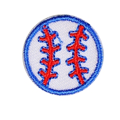 Baseball Polyester Embroidered Iron on Cloth Patches, Appliques, Baseball, 25mm