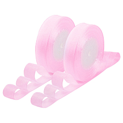 Pink Breast Cancer Pink Awareness Ribbon Making Materials Sheer Organza Ribbon, Wide Ribbon for Wedding Decorative, Pink, 3/4 inch(20mm), 25yards(22.86m)