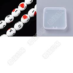 White BENECREAT Handmade Porcelain Ceramic Beads Strands, Printed, Oval with Heart & Word, White, 17x13mm, Hole: 2.5mm, about 18pcs/strand, 12 inches(30.5cm), 2 strands