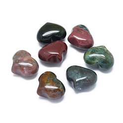 Indian Agate Natural Indian Agate Heart Palm Stone, Pocket Stone for Energy Balancing Meditation, 20~21x25~25.5x13~14mm