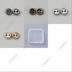 (52) Непрозрачная лаванда 400шт 4 цвета литые кнопки, 2-луночное, плоско-круглые, разноцветные, 3.5x1 мм, отверстие : 0.6 мм, 100 шт / цвет