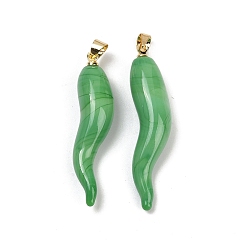 Средний Аквамарин Лэмпворк ручной работы с латунными подвесками, талисманы в виде рога изобилия, средний аквамарин, 35~40x9.5~13.5x8.5 мм, отверстие : 4.5x3 мм