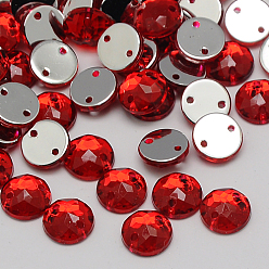 Brique Rouge Coudre sur strass, Taiwan acrylique strass, deux trous, accessoires de vêtements, facette, demi-tour / dôme, firebrick, 8x3 mm, trou: 1 mm