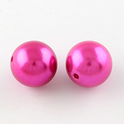 Magenta Round ABS Plastic Imitation Pearl Beads, Magenta, 20mm, Hole: 2mm, about 120pcs/500g