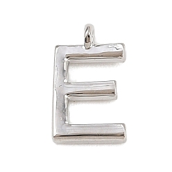 Letter E Латунь прелести, стойки покрытие, долговечный, без кадмия и без свинца, платина, Письмо E, 8.5x5x1.3 мм, отверстие : 0.8 мм