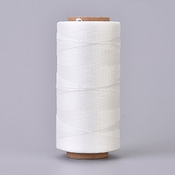 Blanco Cordón de poliéster encerado, cordón de micro macramé, hilo de coser encerado, piso, blanco, 0.8 mm, aproximadamente 284.33 yardas (260 m) / rollo