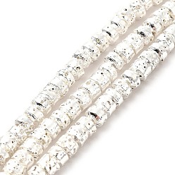 Silver Plated Electroplated Natural Lava Rock Beads Strands, Rondelle, Silver Plated, 3x4.5mm, Hole: 1mm, about 127~128pcs/strand, 15.75~15.94 inch(40~40.5cm)