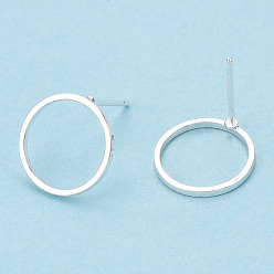 Посеребрённый Латунные выступы уха, кольцо, 925 серебро покрытием, 12 мм, штифты : 12x0.7 мм