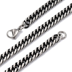 Черный Цвет Металла 5мм 201 ожерелья из нержавеющей стали с кубинскими звеньями, металлический черный , 23.98 дюйм (60.9 см)