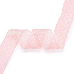 Pink 20 Yards Polyester Mesh Ribbon, Pleated Polka Dot Ribbon for Wedding, Gift, Party Decoration, Pink, 1-5/8 inch(42mm), about 20.00 Yards(18.29m)/Roll