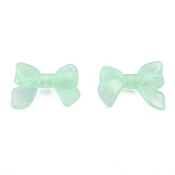 Аквамарин Прозрачные светящиеся акриловые бусины, с блеском порошок, светится в темноте, бантом, аквамарин, 24x32x8 мм, отверстие : 2 мм, Около 238 шт / 500 г