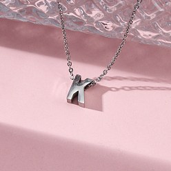 Letter K 304 подвесные из нержавеющей стали ожерелья, буквы, Письмо K, 15.94 дюйм(40.5см)~16.14 дюйм(41см)+54мм удлинитель, буквы: 10x7x4 мм.