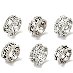 Mixed Shapes 304 Stainless Steel Finger Rings for Women, with Crystal Rhinestone, Mixed Shapes, US Size 8(18.1mm), 10mm