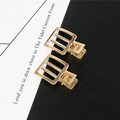 Rectangle Simple Iron Alligator Hair Clips, Hollow Hair Accessories for Girls Women, Golden, Rectangle Pattern, 50x33mm