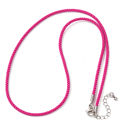 Темно-Розовый 2мм круглый нейлоновый миланский шнур для изготовления ожерелья, с латунными выводами и 303 застежками из лобстера из нержавеющей стали, цвет нержавеющей стали, темно-розовыми, 18.50~18.70 дюйм (47~47.5 см)