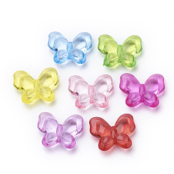 Mixed Color Transparent Acrylic Beads, Butterfly, Mixed Color, 18x22x7mm, Hole: 1mm, about 410pcs/500g