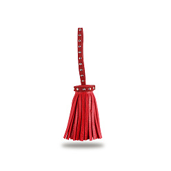 Red PU Imitation Leather Tassel Pendant Decorations, Red, 60mm
