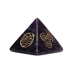 Аметист Натуральные аметистовые оргонитовые украшения для демонстрации пирамид, с символом, фигурка для украшения дома, энергетический камень рейки для исцеления, 29.5x29.5x24 мм