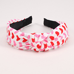 Style 3 Romantic Floral Love Heart Rose Pattern Wide Fabric Headband with Knot for Valentine's Day