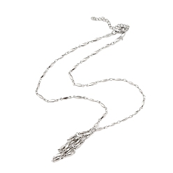 Stainless Steel Color 304 Stainless Steel Link Chain Macrame Pouch Empty Stone Holder for Pendant Necklaces Making, with Lobster Claw Clasp, Stainless Steel Color, 17-3/4 inch(45cm)