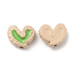 пшеница Эмалевые шарики из сплава, окрашенные распылением, сердце, цвет пшеницы, 9.5x11.5x4 мм, отверстие : 1.5 мм