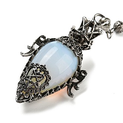 Опал Опалитовый маятник с большой подвеской, с реечной обшивкой, фурнитурой из сплава старинного серебра, без свинца и без кадмия, слеза, 298~305 мм