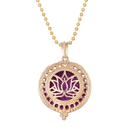 Flower Rose Gold Alloy Magnetic Locket Necklaces, Aromatherapy Cotton Sheet Inside Perfume Bottle Necklaces, Flower, 31.50 inch(80cm)