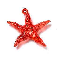 Красный Прозрачные акриловые подвески, очарование морской звезды, красные, 40x44x9.5 мм, отверстие : 2.2 мм, Около 150 шт / 500 г