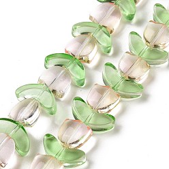 Linen Transparent Glass Beads Strands, Tulip, Linen, 6.5~9x9~14x4~5.5mm, Hole: 1mm, about 29pcs/strand, 15.71''(39.9cm)