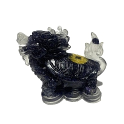 Blue Goldstone Resin Dragon Display Decoration, with Synthetic Blue Goldstone Chips Inside for Home Office Desk Decoration, 60x30x40mm