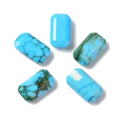Синтетическая Бирюза Синтетических бирюзовый кабошон, прямоугольник граненый, 15x8.5x3.6 мм