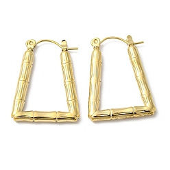 Real 18K Gold Plated Ion Plating(IP) 304 Stainless Steel Hoop Earrings, Trapezoid, Real 18K Gold Plated, 26.5x3x20.5mm