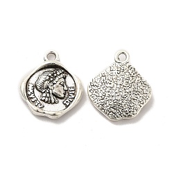 Antique Silver Alloy Pendants, Long-Lasting Plated, Cadmium Free & Lead Free, Irregular Shape , Antique Silver, 19x16.5x3.5mm, Hole: 2mm