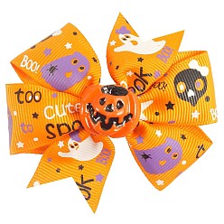 yellow pumpkin Haisheng Halloween bow headdress baby hair clip children cartoon accessories bat three-dimensional clip hair accessories