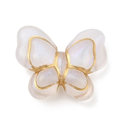 Thistle Plating Acrylic Beads, Golden Metal Enlaced, Butterfly, Thistle, 17.5x21x6mm, Hole: 1.8mm, about 415pcs/500g