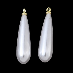 Light Gold Подвески из АБС-пластика с жемчугом, слеза, с петлей из сплава, золотой свет, 32x8 мм, отверстие : 1.6 мм