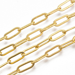 Золотой Латунные скрепки, Плоско-овальные, тянутые удлиненные кабельные цепи, пайки, долговечный, с катушкой, без кадмия, без никеля и без свинца, золотые, 11x4.3x0.7 мм, около 6.56 футов (2 м) / рулон