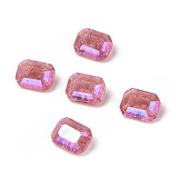 Роза Стеклянные кабошоны со стразами в стиле лунного света, плоская задняя и задняя, прямоугольные, роза, 8x6x4 мм