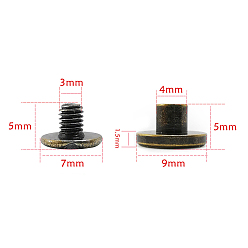 Antique Bronze Brass Rivets, with Iron Screw, for Purse Handbag Shoes Leather Craft Clothes Belt Bookbinding, Round, Antique Bronze, 0.9x0.5cm
