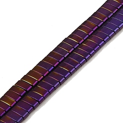 Purple Plated Electroplated Non-magnetic Synthetic Hematite Beads Strands, Rectangle, 2-Hole, Purple Plated, 5x2x2mm, Hole: 0.8mm, about 193pcs/strand, 8.27 inch(21cm)