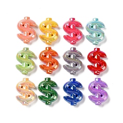 Mixed Color UV Plating Acrylic Beads, AB Color, Dollar, Mixed Color, 22.5x16.5x7mm, Hole: 3mm